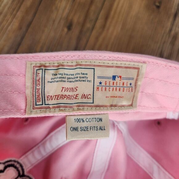 VTG Boston Red Sox Twins Enterprise Strapback Hat Cap Pink Classic MLB Baseball - Picture 10 of 11